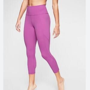 Athleta Brand Dark Violet Blush Salutation Stash Pocket Capri Leggings Medium